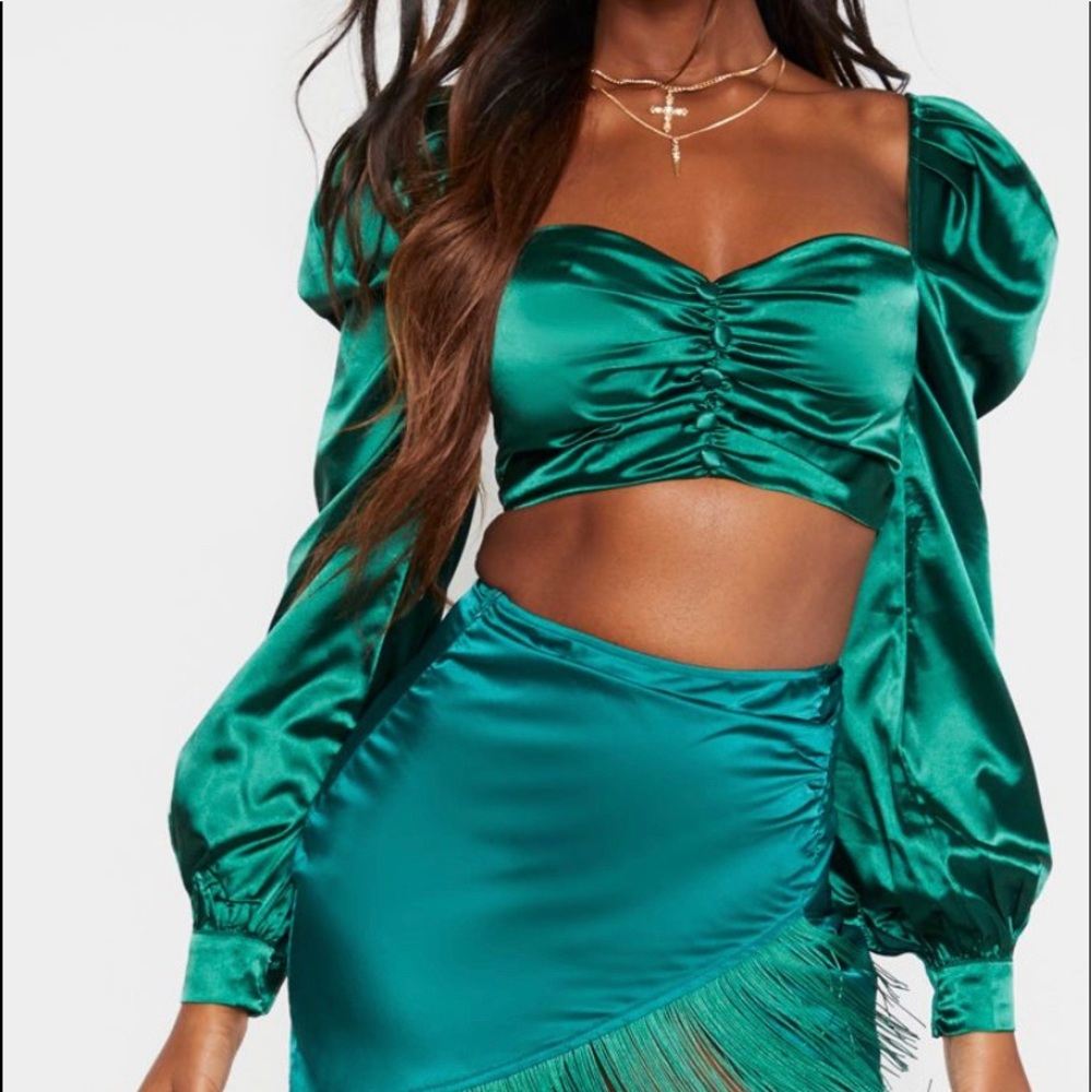 PLT | Emerald Satin Top